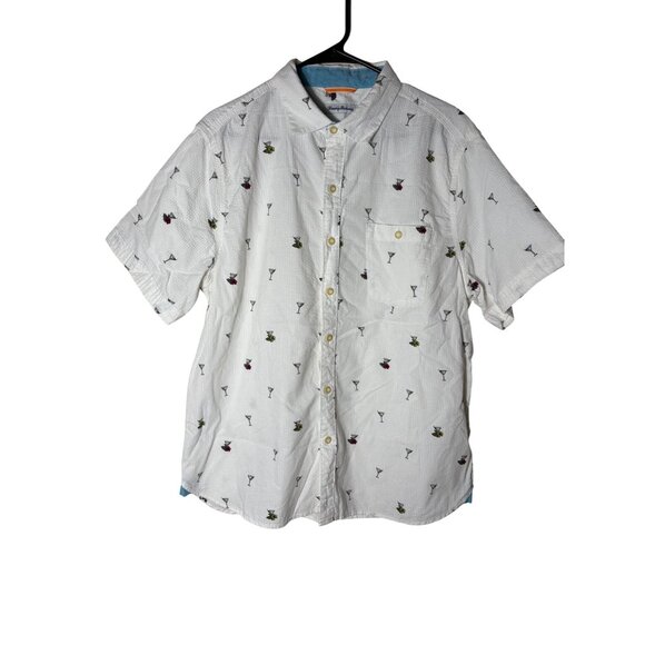 Tommy Bahama Men’s Size Large White Mix Master Camp Martini Button Down Shirt - Picture 2 of 9